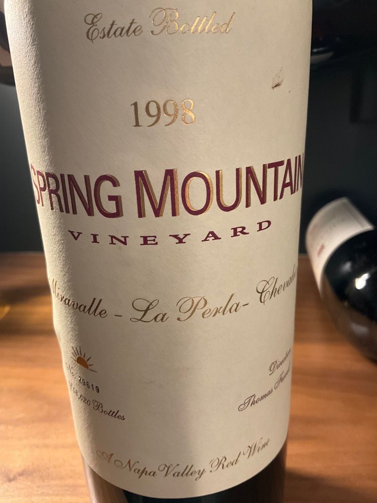1998 Spring Mountain Vineyard Miravalle - La Perla - Chevalier Red, Napa Valley, USA